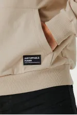 Sweat-shirt à capuche beige métallisé pour homme avec poche kangourou