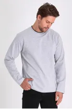 Erkek Gri Çift Bisiklet Yaka Standart Rahat Kesim Sweatshirt
