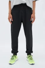 Erkek Antrasit Arka Cep Etiket Detaylı Paça Lastikli Regular Fit Eşofman Altı