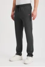 Black-Anthracite Men's Zip-Up Pocket Sweatpants with Embroidered Detail, Straight Leg, Relaxed Fit, Casual 2-Pack MTLCE107