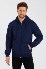 Gilet à capuche zippé noir métallisé pour homme avec poche kangourou et doublure en coton