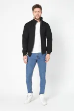 Gilet noir à manches longues et fermeture éclair pour homme
