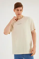 Leo Erkek Oversize Tshirt %100 Pamuk Bisiklet Yaka Baskı Detaylı Basic Tişört MTLCE83