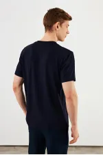 Erkek 3'lü Bisiklet Yaka T-shirt %100 Pamuk Nakış Detaylı Basic Siyah-Lacivert-Antrasit Tişört