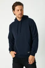Sweat-shirt à capuche bleu marine pour homme avec poche kangourou