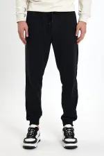 Pantalon de survêtement noir et gris pour homme, coupe classique, avec étiquette sur la poche arrière et ourlets élastiques (lot de 2)
