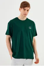 T-shirt oversize homme Leo 100 % coton, col rond, imprimé, modèle basique MTLCE77