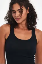 Débardeur basique épais à bretelles côtelées, noir et blanc, lot de 2 pour femme