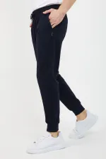 Erkek Regular Fit Rahat Kesim Beli Bağcıklı Jogger Cepli Lastikli Paça Siyah Eşofman Altı