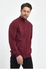 Gilet bordeaux pour homme, doublure intérieure zippée en coton, col montant et poches latérales