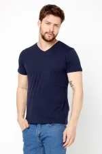 Erkek Çok Renkli T- Shirt Regular Fit Rahat Kesim V Yaka 3'lü Basic Tişört Paketi