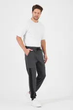 Erkek Siyah-Antrasit Standart Fit Normal Kesim Paça Ribanalı Cepli Rahat Jogger 2'li Eşofman Altı MTLCE101-2