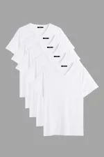 Men's Multicolored T-Shirt, Regular Fit, Relaxed Cut, V-Neck, 5-Pack Basic T-Shirts