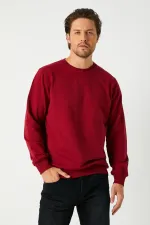 Sweat-shirt basique bordeaux à col rond pour homme 