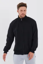 Gilet noir pour homme en coton avec doublure zippée intérieure, col montant et poches latérales MTLCEO63-Noir