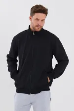 Gilet noir pour homme en coton avec doublure zippée intérieure, col montant et poches latérales MTLCEO63-Noir