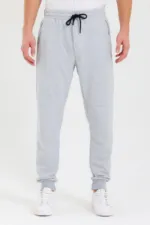 Sİyah-Gri Erkek Paçası Lastikli 2'li Eşofman Altı