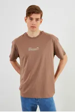 Leo Erkek Oversize Tshirt %100 Pamuk Bisiklet Yaka Baskı Detaylı Basic Tişört