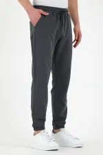 Antrasit Erkek Eşofman Altı Etiketli Arka ve Yan Cepli Regular Fit Lastik Paça