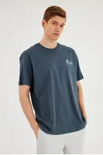 Leo Erkek Oversize Tshirt %100 Pamuk Bisiklet Yaka Baskı Detaylı Basic Tişört 