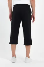 Short bermuda noir pour homme, longueur genou, style capri, avec poches latérales et taille élastique ajustable MTLCE74