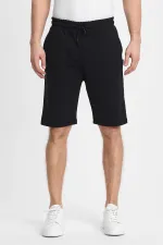 Short noir pour homme - Coupe classique, confortable, avec poches latérales et taille élastiquée