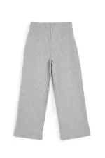 Grey Wide Leg Winter Kids' Sweatpants with Elastic Waistband