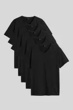 Men's Multicolored T-Shirt, Regular Fit, Relaxed Cut, V-Neck, 5-Pack Basic T-Shirts