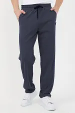 Pantalon de survêtement noir pour homme, coupe droite et décontractée