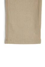 Beige Wide Leg Winter Kids' Sweatpants with Elastic Waistband