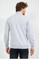 Gilet gris à manches longues et fermeture éclair pour homme