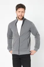 Gilet zippé à manches longues anthracite pour homme MTLCE8293-Anthracite