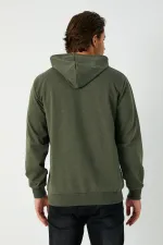 Sweat-shirt à capuche kaki pour homme avec poche kangourou