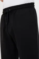 Erkek Regular Fit Rahat Kesim Beli Bağcıklı Jogger Cepli Lastikli Paça Siyah Eşofman Altı