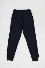 Pantalon de survêtement bleu marine en coton épais, avec taille et chevilles élastiques, poches, pour garçons de 5 à 12 ans (MTLCC99-Bleu marine)