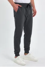 Erkek Antrasit Arka Cep Etiket Detaylı Paça Lastikli Regular Fit Eşofman Altı