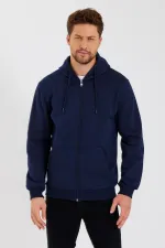 Gilet à capuche zippé noir métallisé pour homme avec poche kangourou et doublure en coton