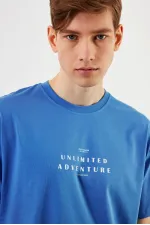 Leo Erkek Oversize Tshirt %100 Pamuk Bisiklet Yaka Baskı Detaylı Basic Tişört MTLCE82