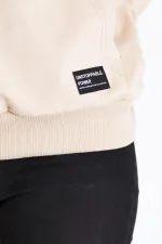 Metallic Women's Beige Hooded Basic Knitted Sweatshirt