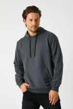 Sweat-shirt à capuche anthracite pour homme avec poche kangourou