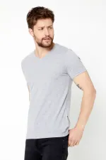 Erkek Pamuklu Kısa Kollu V Yaka T-shirt