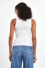 Kadın Beyaz Fitilli Görünümlü Askılı Kalın Basic Atlet