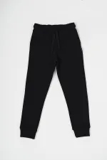 Ensemble de 2 pantalons de survêtement pour garçon en coton épais noir et anthracite, avec taille et chevilles élastiques et poches MTLCC99