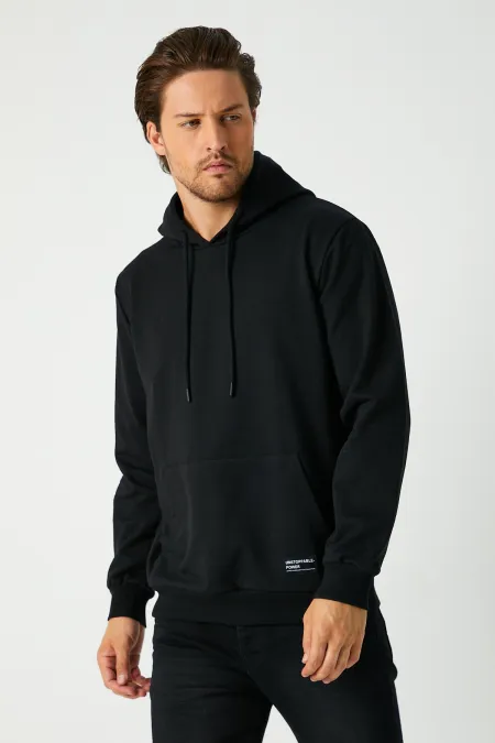 Sweat-shirt à capuche noir pour homme avec poche kangourou