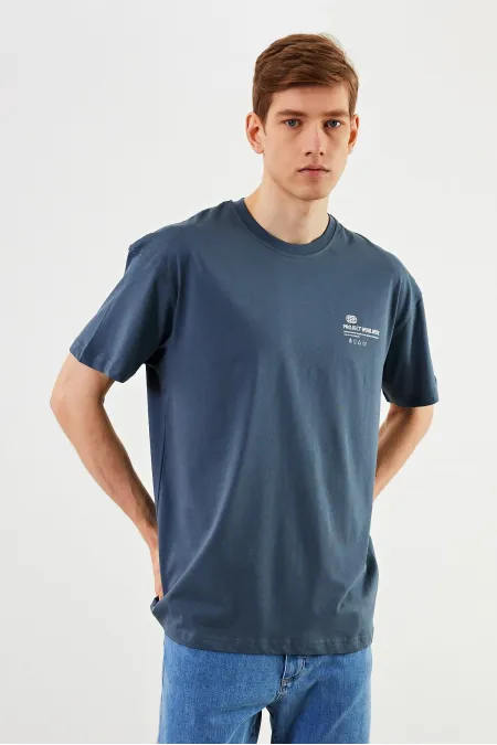 Leo Erkek Oversize Tshirt %100 Pamuk Bisiklet Yaka Baskı Detaylı Basic Tişört 