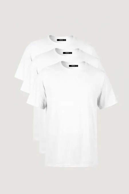 Lot de 3 t-shirts basiques multicolores pour homme, coupe classique, col rond