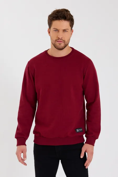 Sweat-shirt à col rond pour homme, avec étiquette détaillée et doublure en coton.