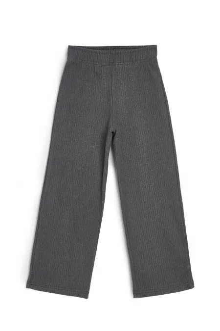 Pantalon de survêtement d'hiver gris fumé à jambes larges et taille élastique pour enfants