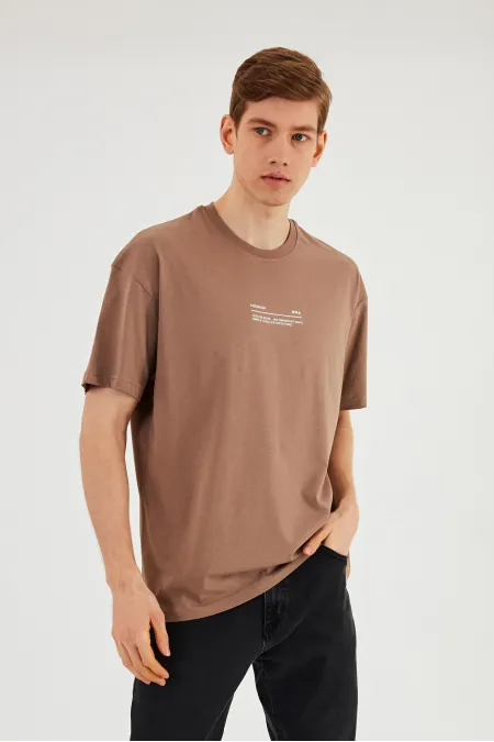 Leo Erkek Oversize Tshirt %100 Pamuk Bisiklet Yaka Baskı Detaylı Basic Tişört