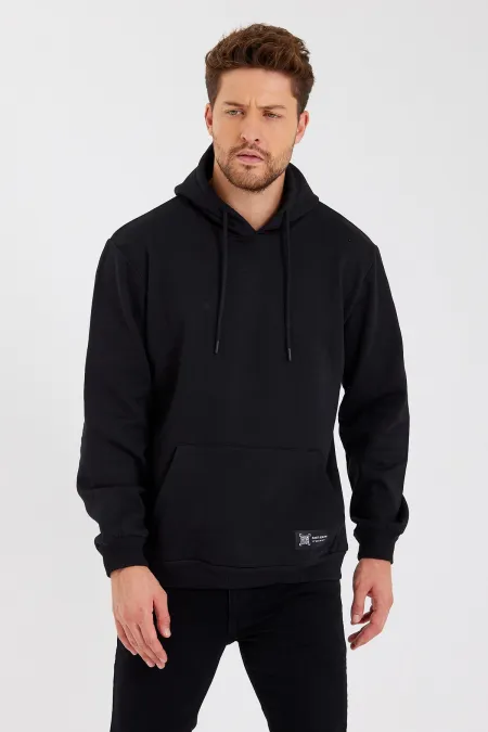 Sweat-shirt à capuche pour homme avec poche kangourou et intérieur en coton